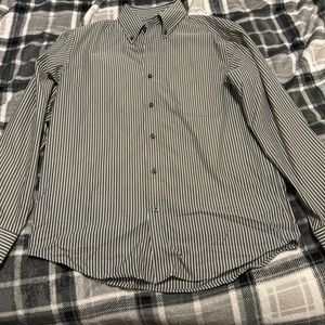 Red house striped button shirt